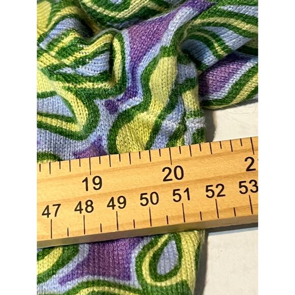 Sigrid Olsen Knit Cardigan Large Green Women's Purple Floral Silk Angora Beaded - Picture 8 of 15